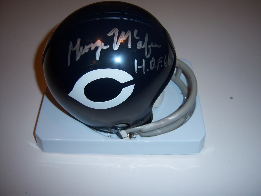 George McAfee Signed Mini Helmet NFL Hall of Fame: George McAfee Signed Mini Helmet NFL Hall of Fame This authentic mini helmet is a must-have for any football enthusiast. Signed by George McAfee, a Hall of Fame linebacker, this collectible item showc