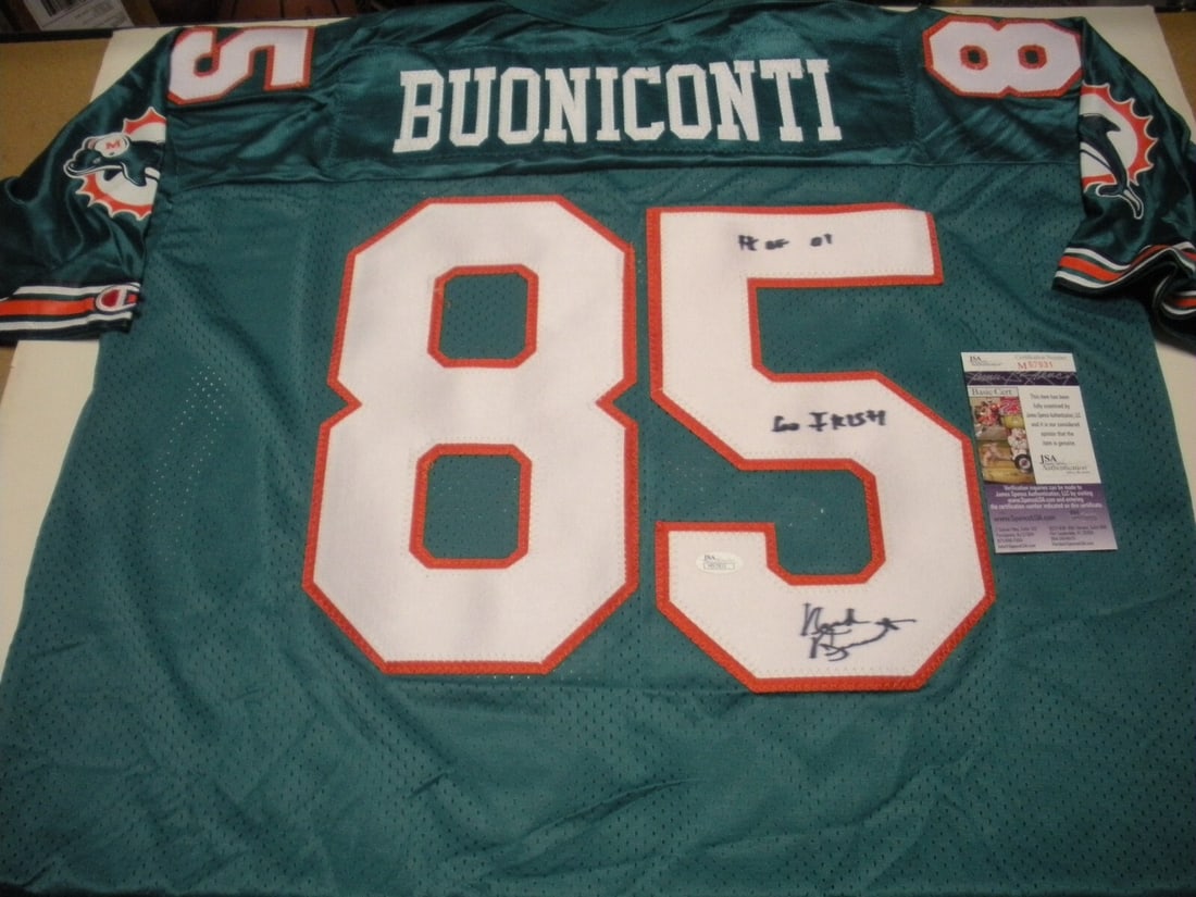 Nick Buoniconti Miami Dolphins Signed Champion Jersey BAS Authenticated: Nick Buoniconti Miami Dolphins Signed Champion Jersey BAS Authenticated This official licensed Champion jersey is signed by Nick Buoniconti, a legendary player from the Miami Dolphins. The jersey come