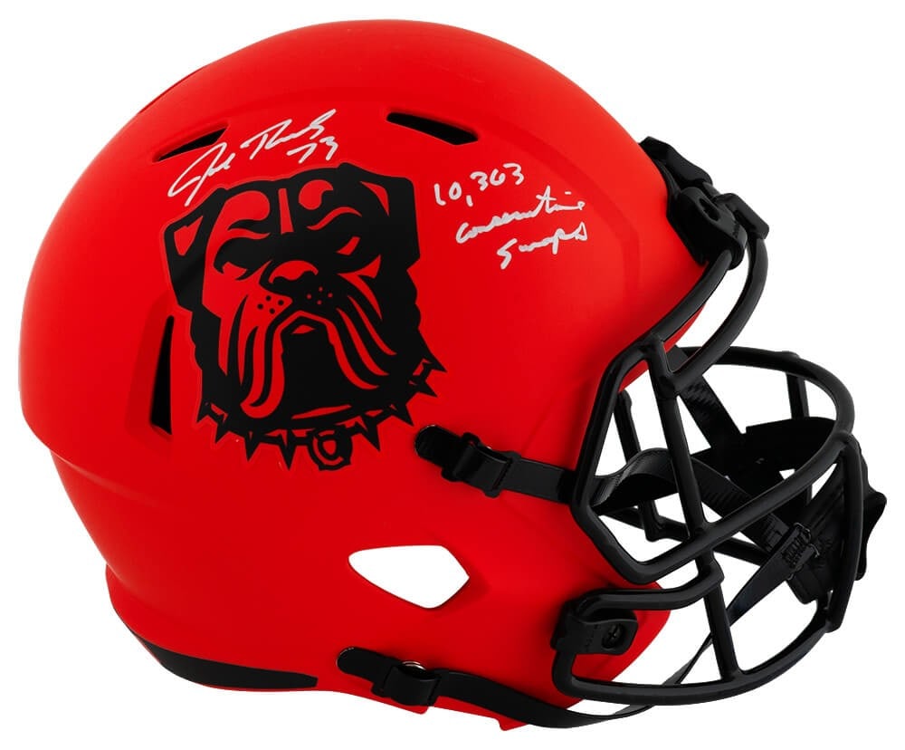 Joe Thomas Signed Cleveland Browns RAVE Riddell Helmet with Inscription: Joe Thomas Signed Cleveland Browns RAVE Riddell Helmet with Inscription Celebrate the legacy of Joe Thomas with this signed Cleveland Browns RAVE Riddell full size speed replica helmet. This impressiv
