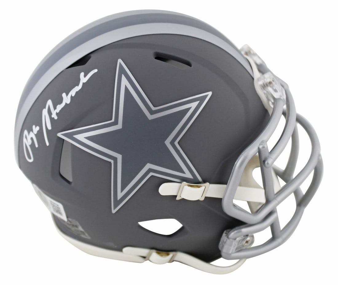 Roger Staubach Signed Dallas Cowboys Slate Speed Mini Helmet BAS Authenticated: Roger Staubach Signed Dallas Cowboys Slate Speed Mini Helmet BAS Authenticated This authentic signed alternate slate speed mini helmet features the signature of NFL legend Roger Staubach, a distinguis