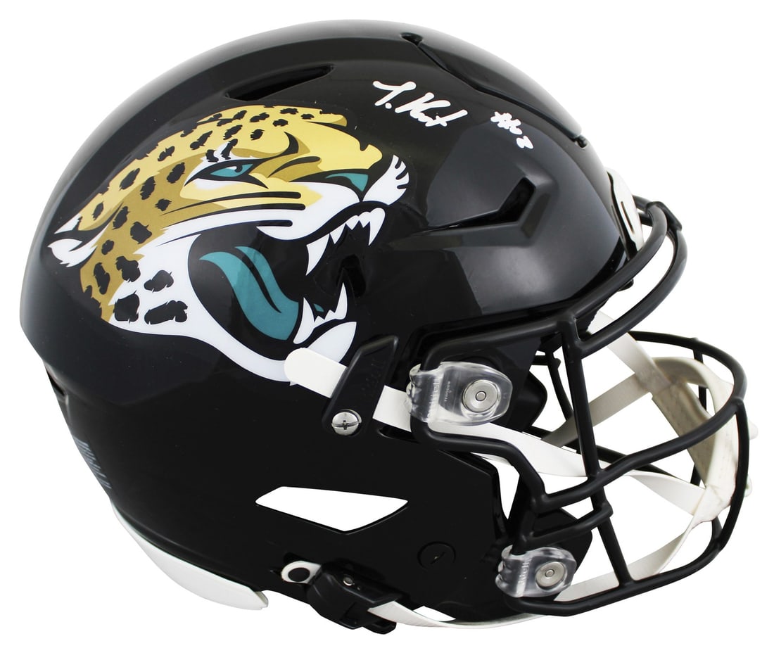 Travis Hunter Signed Jaguars Speed Flex Full Size Helmet BAS Authenticated: Travis Hunter Signed Jaguars Speed Flex Full Size Helmet BAS Authenticated This authentic full-size Riddell Speed Flex helmet is personally signed by Travis Hunter of the Jacksonville Jaguars. It come