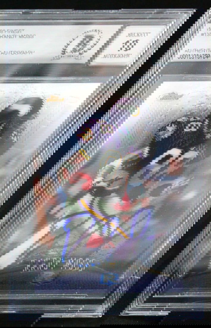 1998 Topps Finest Randy Moss Autographed Rookie Card BGS 10 (1 of 2)