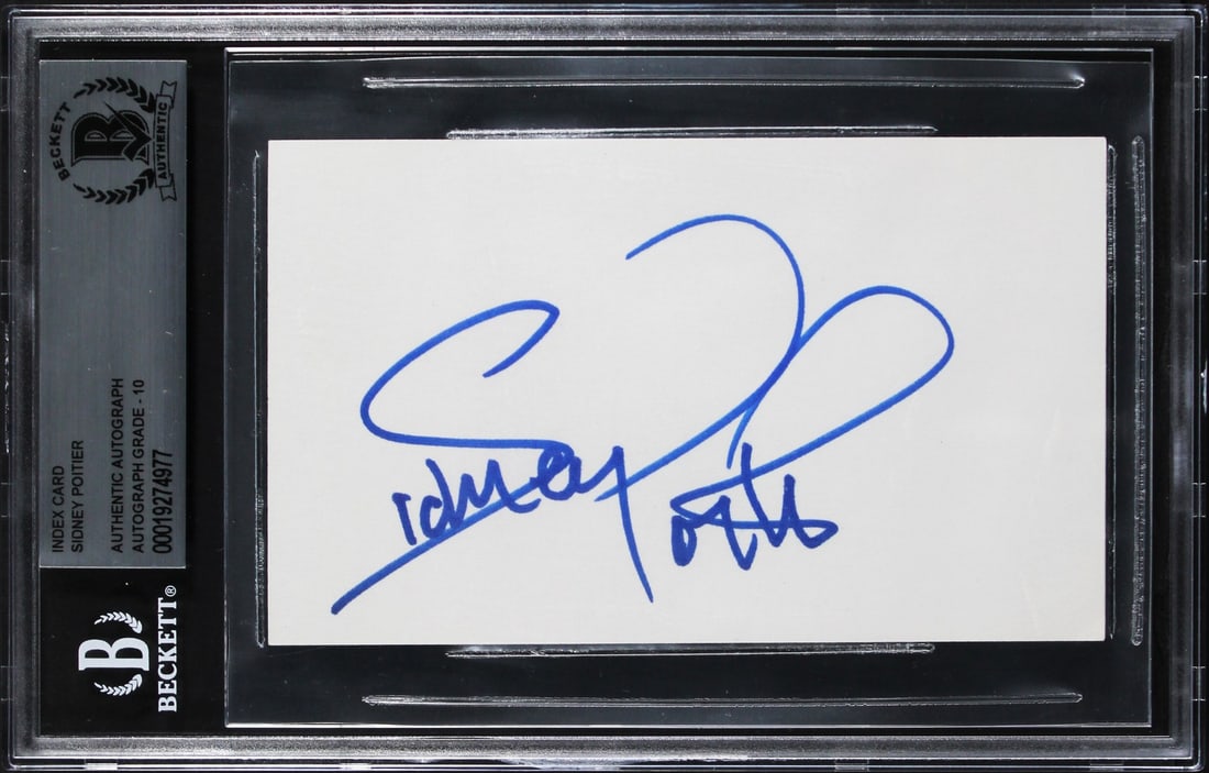 Sidney Poitier In The Heat of the Night Signed 3x5 Index Card BAS Slabbed: Sidney Poitier In The Heat of the Night Signed 3x5 Index Card BAS Slabbed This authentic autographed 3x5 index card features the signature of Sidney Poitier, renowned for his role in the classic film