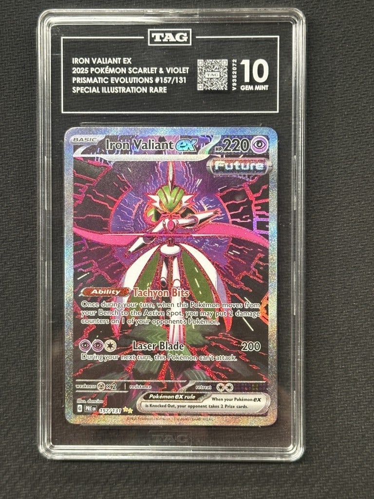 Iron Valiant EX Prismatic Evolutions Special Illustration Rare TAG 10: Iron Valiant EX Prismatic Evolutions Special Illustration Rare TAG 10 Presenting the Iron Valiant EX from the Prismatic Evolutions series, a special illustration rare card that is a must-have for coll