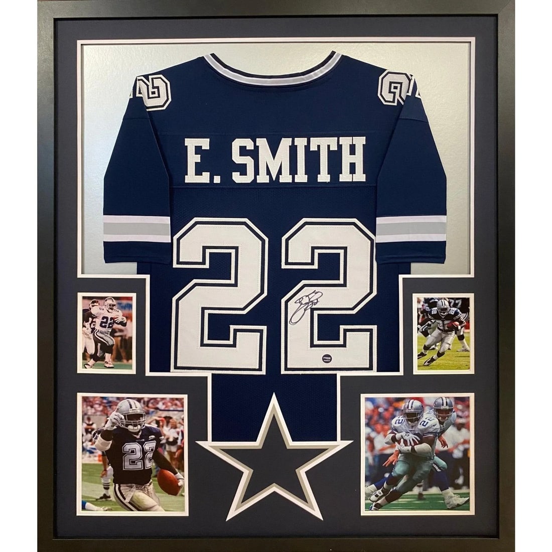 Emmitt Smith Autographed Jersey Dallas Cowboys Prova Certified: Emmitt Smith Autographed Jersey Dallas Cowboys Prova Certified This remarkable autographed Emmitt Smith jersey is a must-have for any Dallas Cowboys fan. The jersey is framed with exceptional attentio