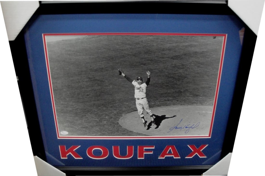 Sandy Koufax Autographed Framed 16X20 Photo JSA Authenticated 1963 Last Out: Sandy Koufax Autographed Framed 16X20 Photo JSA Authenticated 1963 Last Out Celebrate the legacy of Sandy Koufax with this stunning autographed 16X20 photo, commemorating his final out in the 1963 Wor