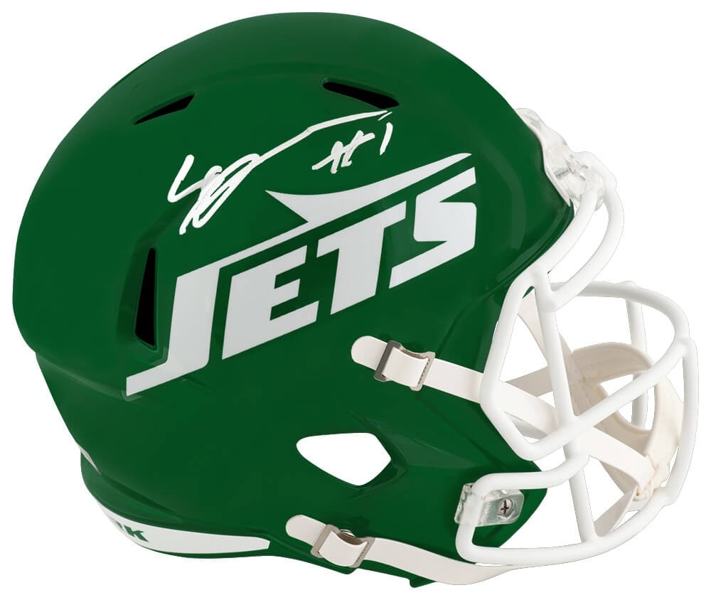 Autographed New York Jets Riddell Green Replica Helmet Fanatics COA Sauce Gardner: Autographed New York Jets Riddell Green Replica Helmet Fanatics COA Sauce Gardner This is a New York Jets green full size Riddell speed replica helmet signed by Sauce Gardner. The helmet comes with a