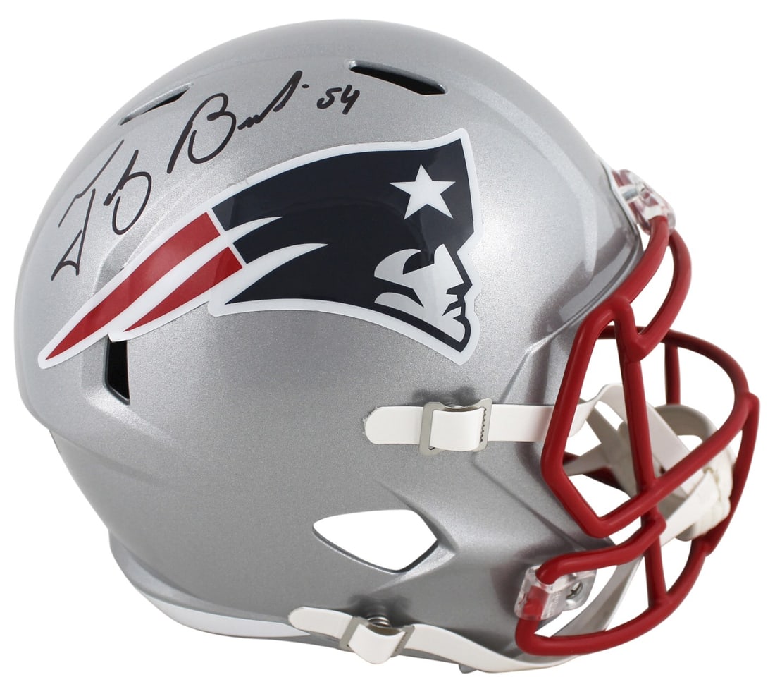 Tedy Bruschi Signed Full Size Speed Rep Helmet New England Patriots BAS Authenticated (1 of 3)