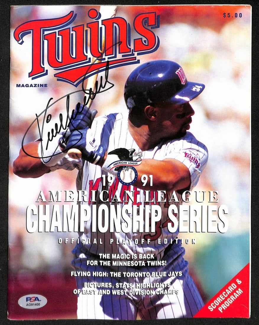 Kirby Puckett Autographed 1993 AL Playoff Program PSA/DNA Twins vs Blue Jays (1 of 2)