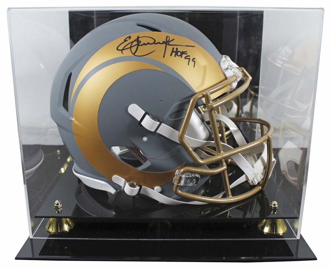 Eric Dickerson Signed Rams Full Size Helmet HOF 99 with BAS Authentication: Eric Dickerson Signed Rams Full Size Helmet HOF 99 with BAS Authentication This authentic Eric Dickerson signed full-size Speed Proline helmet is a must-have for any fan of the Los Angeles Rams. Featu
