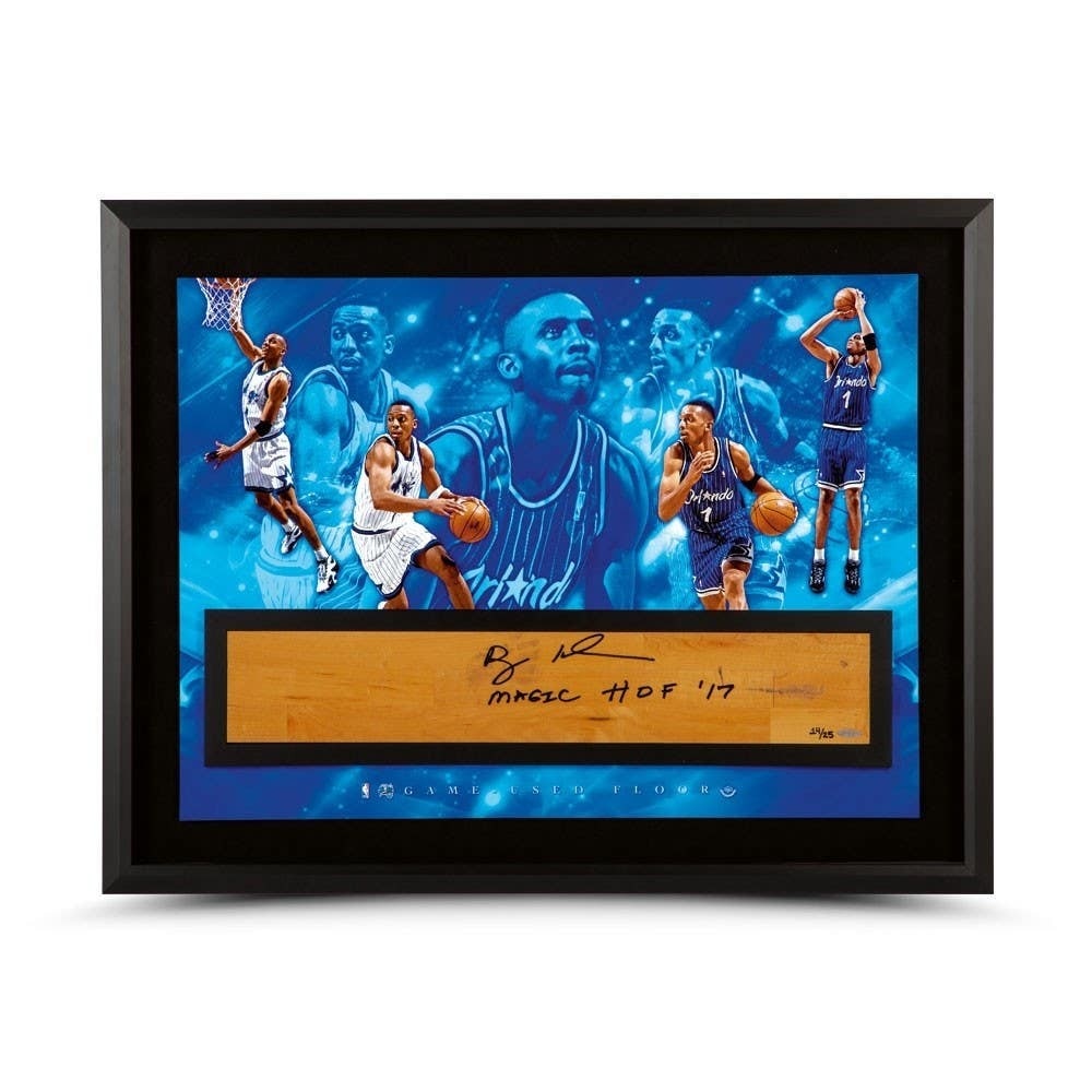 Penny Hardaway Autographed NBA Game-Used Floor Inscribed This Magic: Penny Hardaway Autographed NBA Game-Used Floor Inscribed This Magic This unique collectible features an authentic autograph and inscription from NBA star Penny Hardaway, commemorating his time with th