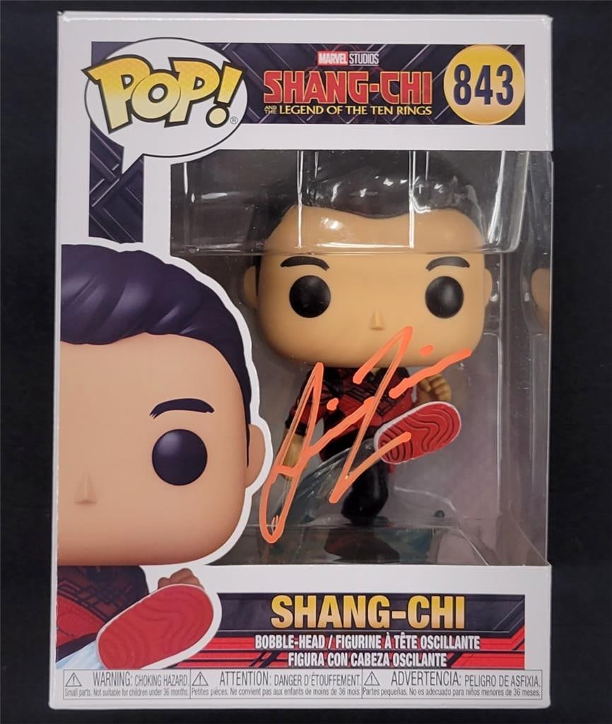 Simu Liu Signed Shang-Chi Funko Pop Figure Beckett Authenticated: Simu Liu Signed Shang-Chi Funko Pop Figure Beckett Authenticated This is an original Funko Pop! Marvel figure featuring Simu Liu's autograph, specifically from the movie 'Shang-Chi and the Legend of t