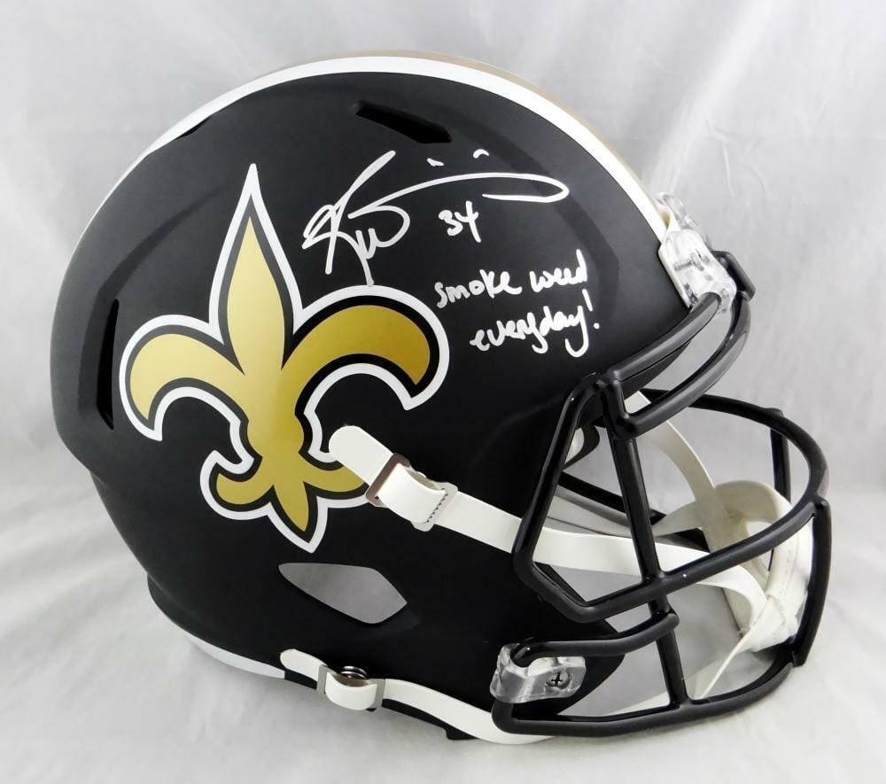 Ricky Williams Autographed New Orleans Saints Flat Black Helmet JSA W Auth: Ricky Williams Autographed New Orleans Saints Flat Black Helmet JSA W Auth This is an original flat black full-sized helmet signed by Ricky Williams, a notable player of the New Orleans Saints. The au