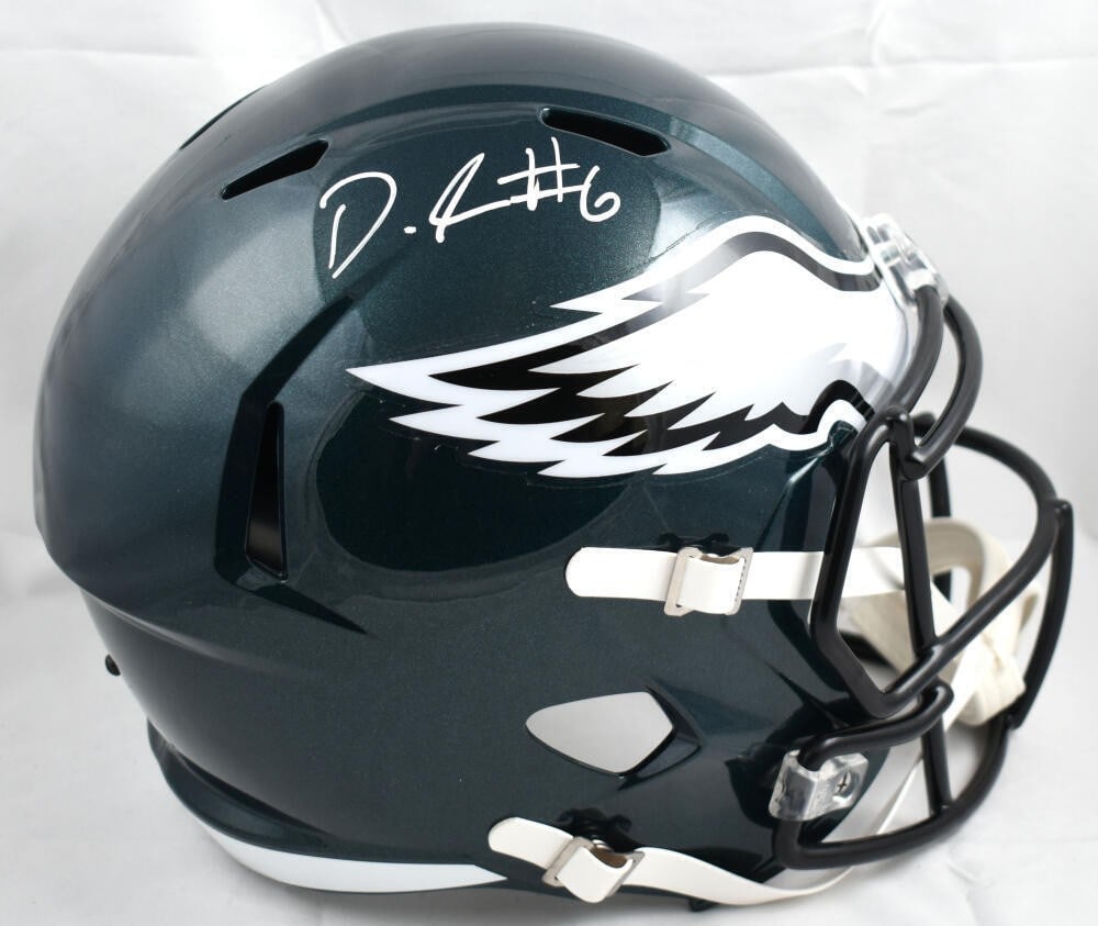 DeVonta Smith Autographed Philadelphia Eagles Full Size Helmet Fanatics Authentic: DeVonta Smith Autographed Philadelphia Eagles Full Size Helmet Fanatics Authentic This is an original full-size Philadelphia Eagles Speed helmet autographed by DeVonta Smith. The signature is authenti