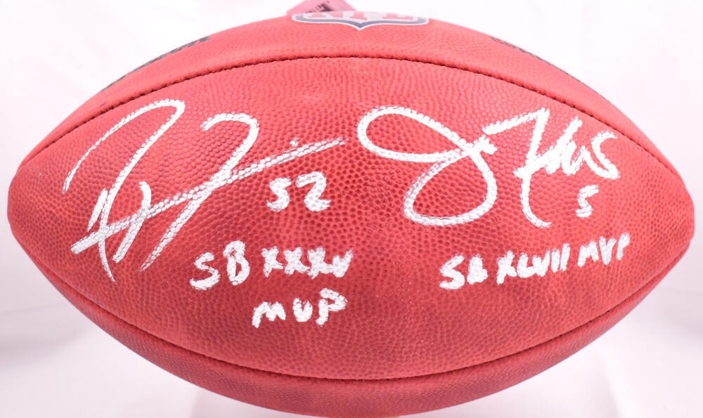 Ray Lewis Joe Flacco Signed Ravens Football Beckett Authenticated SB MVP: Ray Lewis Joe Flacco Signed Ravens Football Beckett Authenticated SB MVP This is an original Wilson Duke football signed by two iconic players, Ray Lewis and Joe Flacco, from the Baltimore Ravens. Bot