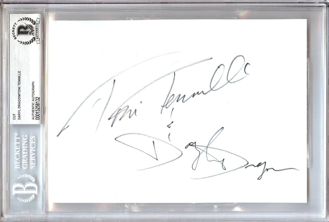 Daryl Dragon Toni Tennille Signed Cut Signature Beckett Authenticated 6 X 9: Daryl Dragon Toni Tennille Signed Cut Signature Beckett Authenticated 6 X 9 This is an original autographed cut signature from the iconic duo Captain & Tennille, featuring the signatures of Daryl Drag