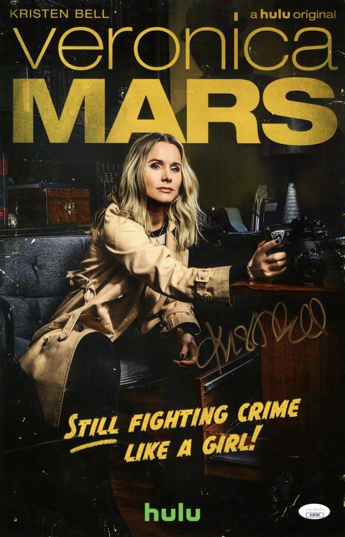Kristen Bell Autographed 11X17 Veronica Mars Poster JSA Certified: Kristen Bell Autographed 11X17 Veronica Mars Poster JSA Certified This original 11X17 poster features the signature of Kristen Bell, known for her iconic role in "Veronica Mars." The poster is authent