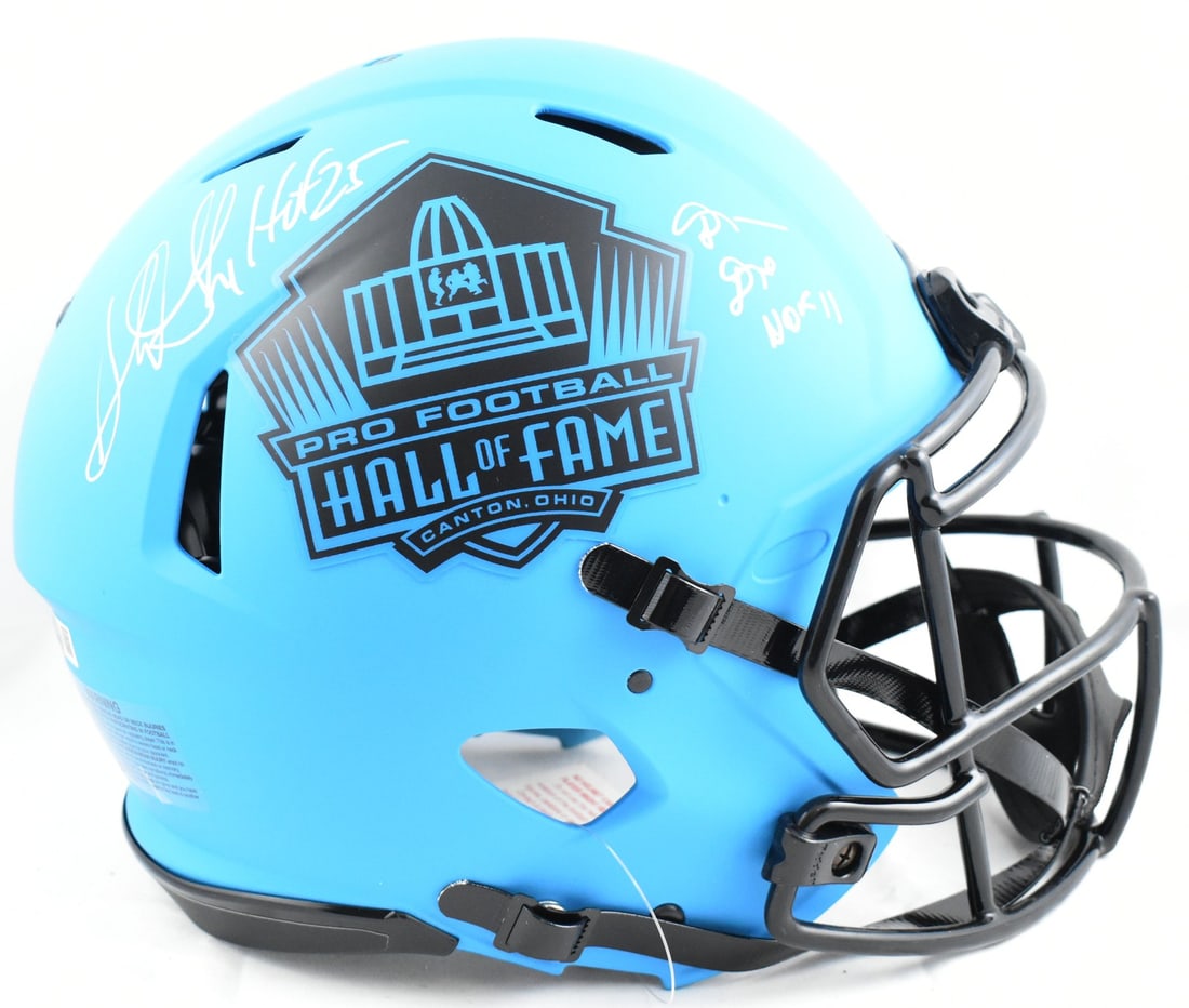 Shannon & Sterling Sharpe Signed NFL Rave Speed Helmet Beckett Authenticated: Shannon & Sterling Sharpe Signed NFL Rave Speed Helmet Beckett Authenticated This authentic NFL full-size Rave Speed helmet is signed by both Shannon and Sterling Sharpe, making it a unique collectibl