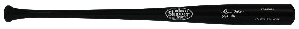 Moises Alou Signed Louisville Slugger Baseball Bat with 332 HRs Inscription SS COA: Moises Alou Signed Louisville Slugger Baseball Bat with 332 HRs Inscription SS COA This Moises Alou signed Louisville Slugger Pro Stock black baseball bat is a must-have for any baseball fan. Inscribe