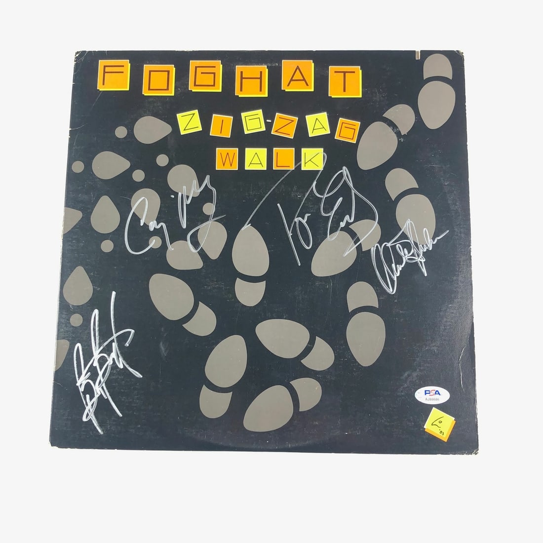Foghat Zig-Zag Walk Vinyl Cover Signed by 4 Members PSA/DNA: Foghat Zig-Zag Walk Vinyl Cover Signed by 4 Members PSA/DNA This original Zig-Zag Walk vinyl cover features the authentic signatures of Roger Earl, Bryan Bassett, Craig MacGregor, and Charlie Huhn fro