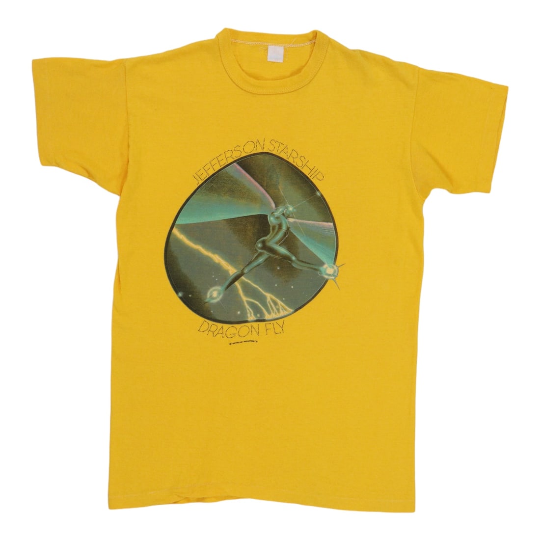 Vintage 1976 Jefferson Starship Dragon Fly Yellow Cotton T Shirt (1 of 6)