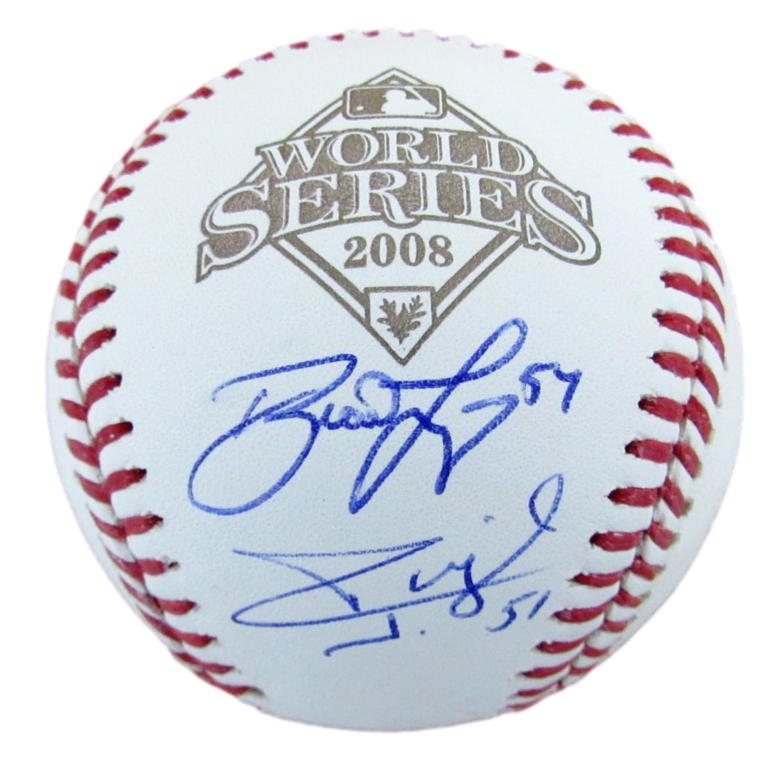 Carlos Ruiz Brad Lidge Signed 2008 World Series Baseball JSA Certified: Carlos Ruiz Brad Lidge Signed 2008 World Series Baseball JSA Certified This item features a baseball signed by Carlos Ruiz and Brad Lidge, commemorating the Philadelphia Phillies' 2008 World Series vi