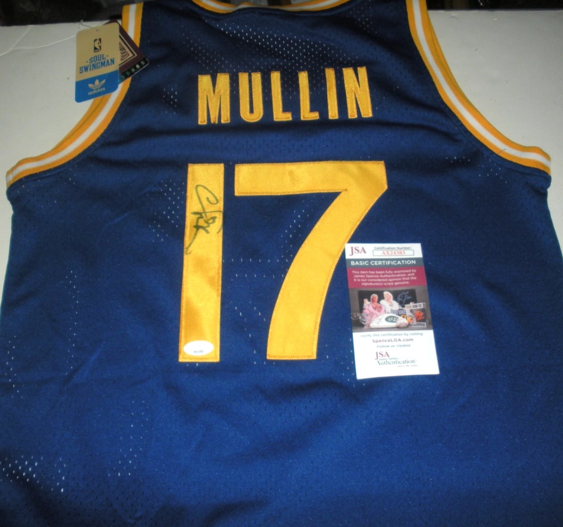 Chris Mullin Golden State Warriors Signed Adidas Jersey with JSA COA: Chris Mullin Golden State Warriors Signed Adidas Jersey with JSA COA This officially licensed Adidas jersey is a tribute to Chris Mullin of the Golden State Warriors. It features a signature authentic