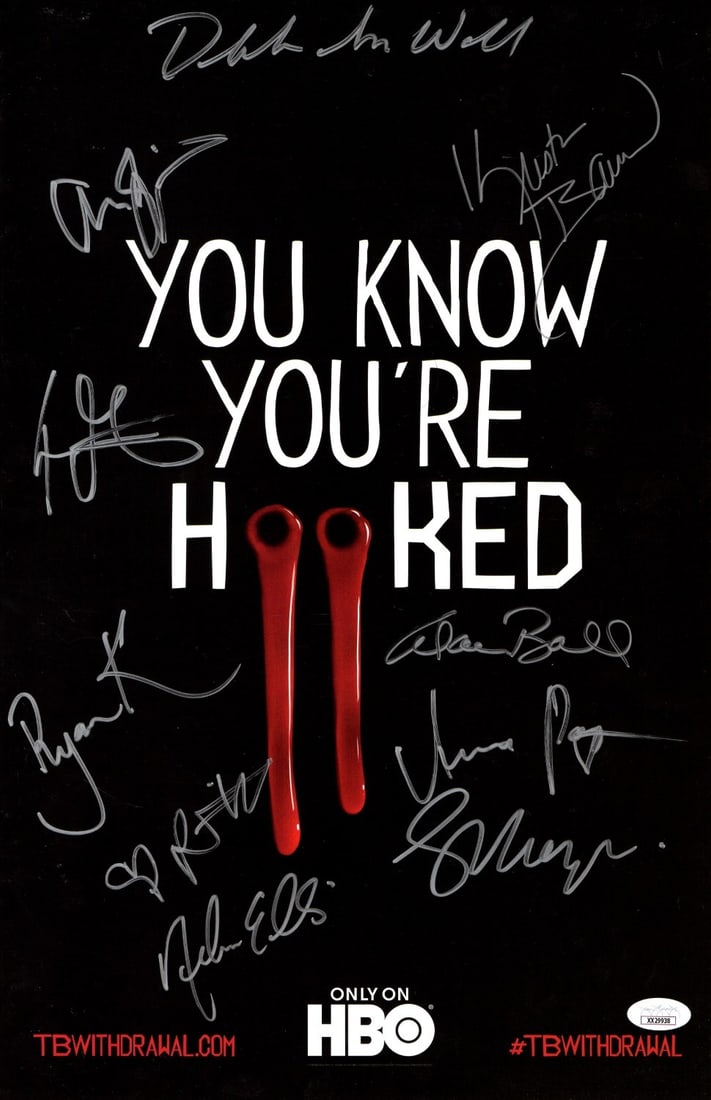 True Blood Cast Signed 11x17 Poster with 10 Autographs JSA Authenticated: True Blood Cast Signed 11x17 Poster with 10 Autographs JSA Authenticated Celebrate the iconic series True Blood with this autographed 11X17 poster featuring 10 signatures from the cast. This original