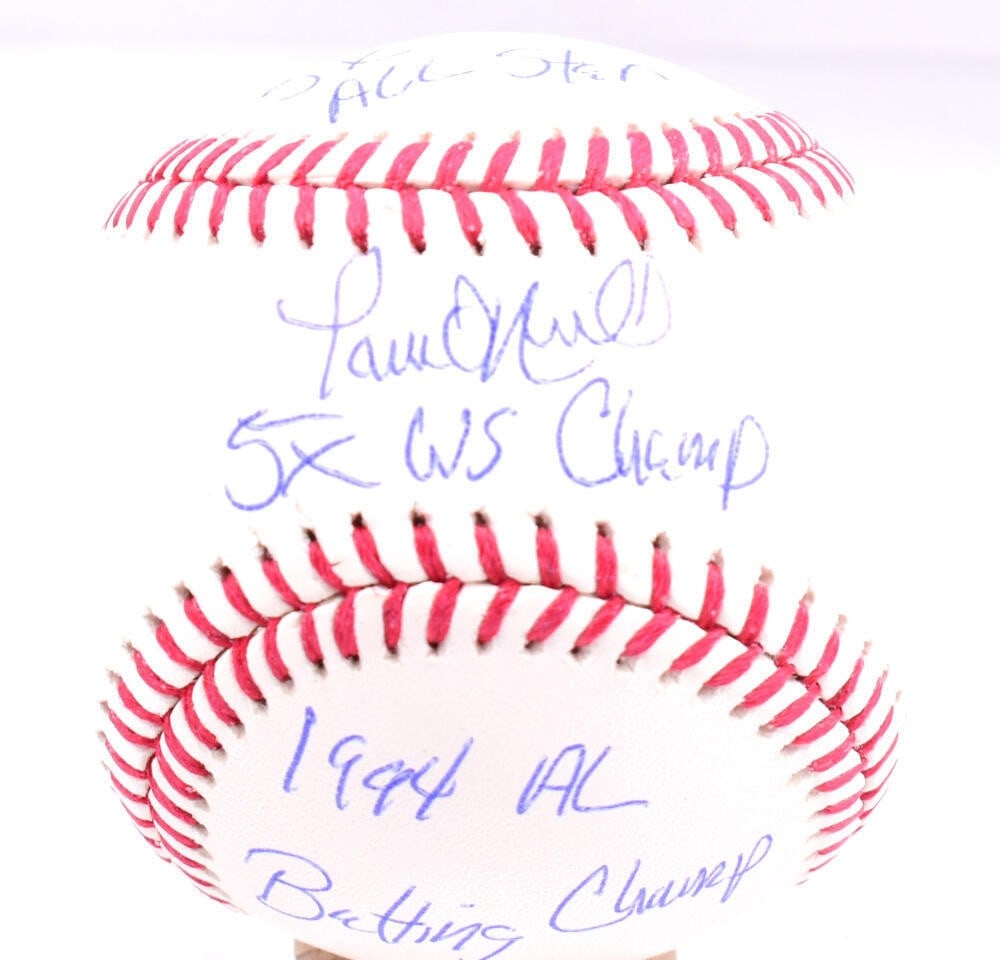 Paul O'Neill Autographed OML Baseball with 3 Inscriptions Beckett Authenticated: Paul O'Neill Autographed OML Baseball with 3 Inscriptions Beckett Authenticated This is an original OML baseball autographed by Paul O'Neill, featuring three inscriptions. The ball comes with authenti