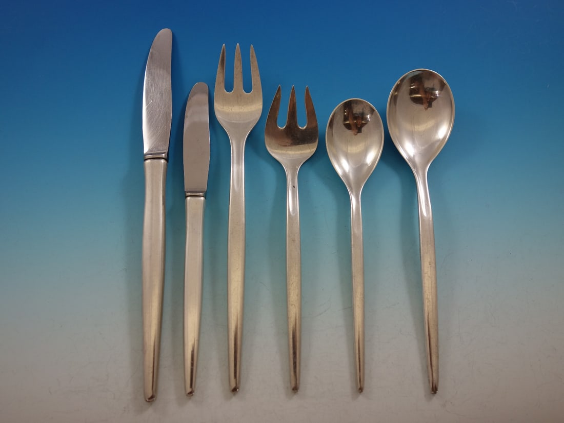 Michelsen Tulip Sterling Silver Flatware Set for 12 76 Pieces Modern Design (1 of 8)