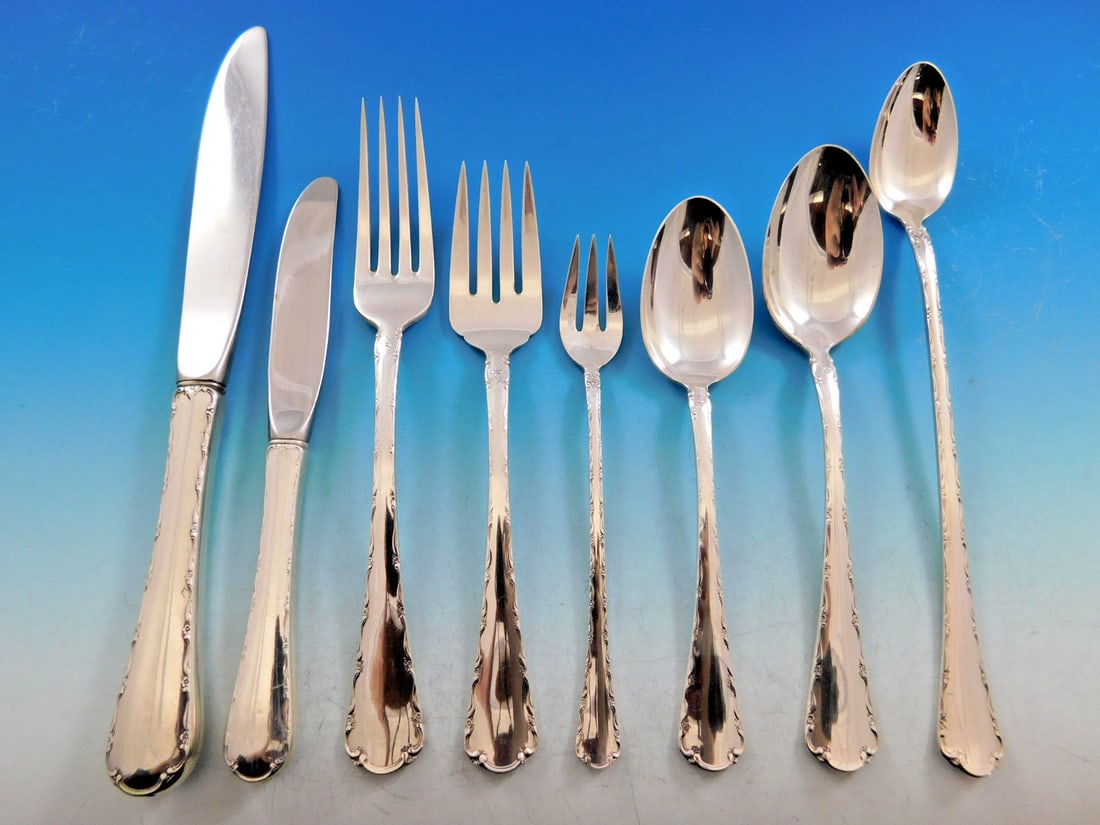 Towle Petit Point Sterling Silver Flatware Set 104 Pieces for 12 with Storage Chest (1 of 10)