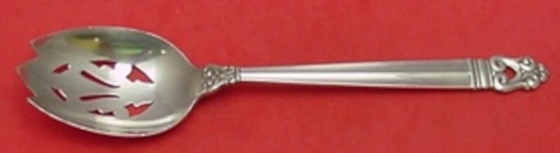 International Royal Danish Sterling Silver Slotted Serving Spoon 8.5" (1 of 2)