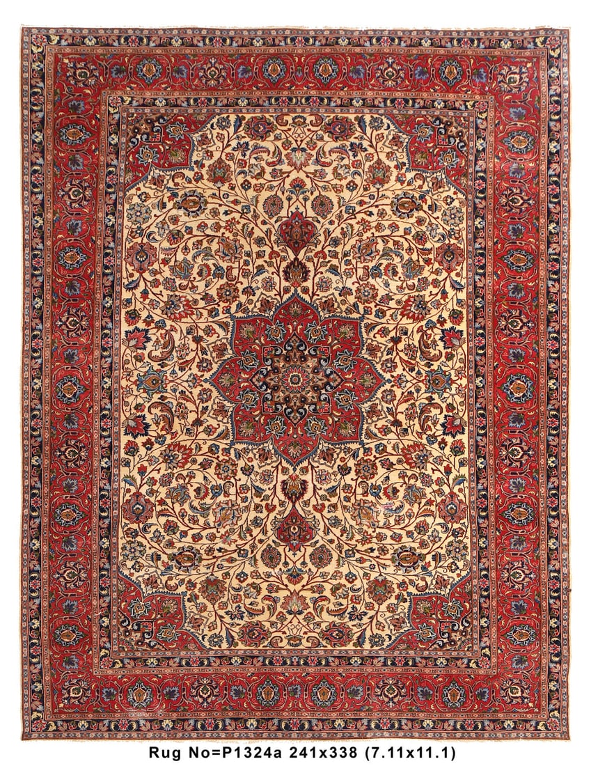 8' x 11' Authentic Persian Esfahan Handwoven Wool Area Rug: 8' x 11' Authentic Persian Esfahan Handwoven Wool Area Rug Free continental US Shipping Experience the elegance of Persian artistry with this 8' x 11' Authentic Persian Esfahan Wool Rug. Handwoven in