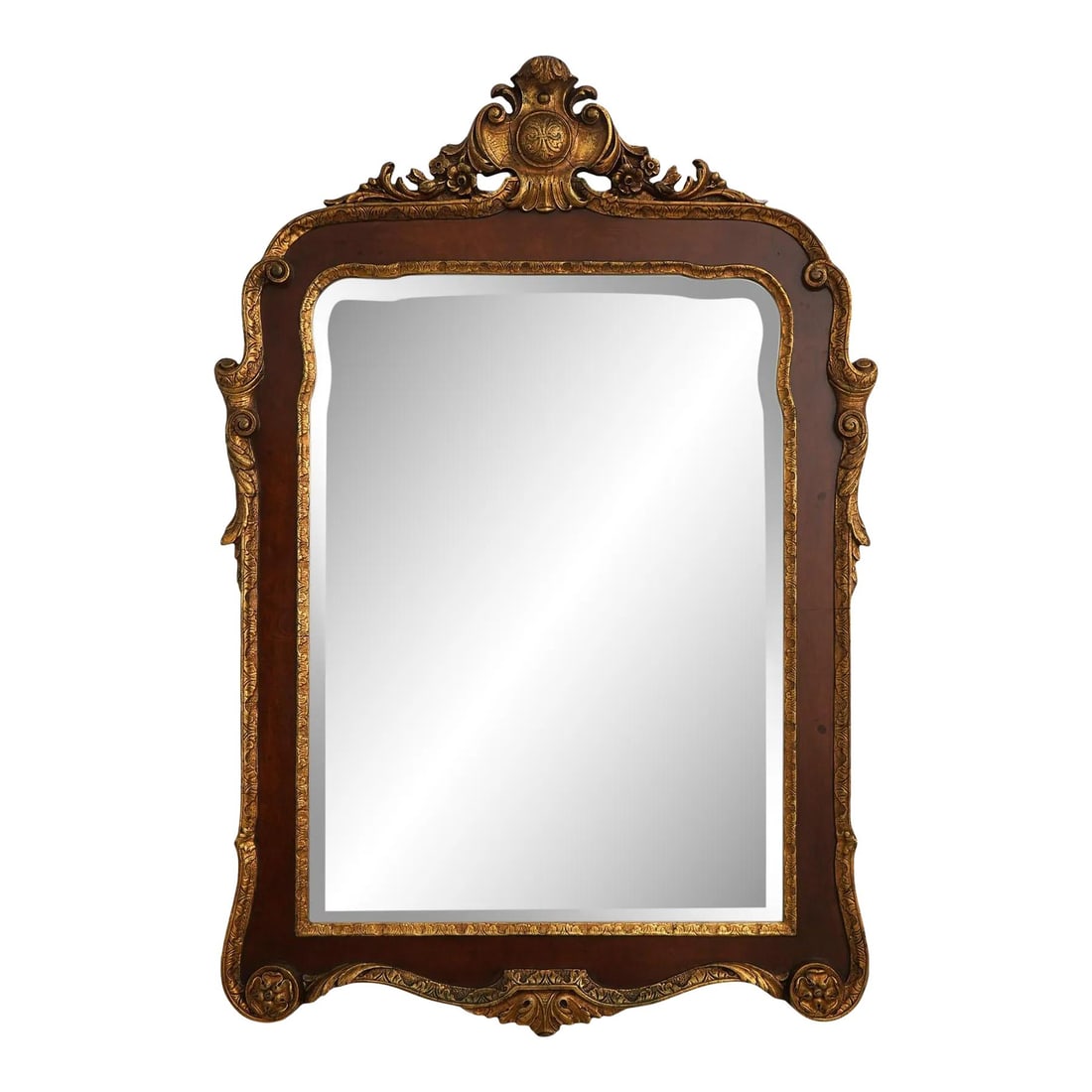 Friedman Brothers Georgian Style Mirror Burl Walnut Gold Trim 29.5x44 (1 of 10)