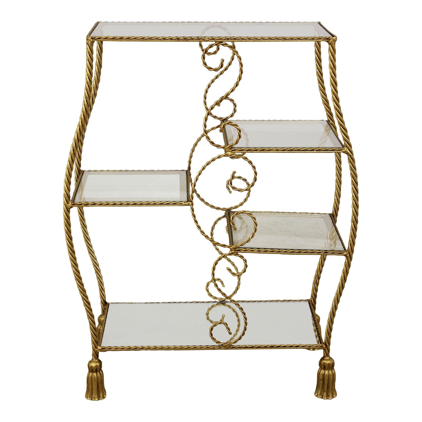 Elegant Gold Gilt Metal Tiered End Table with Glass Shelves (1 of 10)