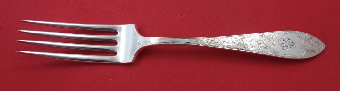Lorraine Pattern Schofield Sterling Silver Fork 6 3/4 Inch Monogrammed: Lorraine Pattern Schofield Sterling Silver Fork 6 3/4 Inch Monogrammed This exquisite regular fork from the Lorraine pattern by Schofield is crafted from high-quality sterling silver, showcasing the a