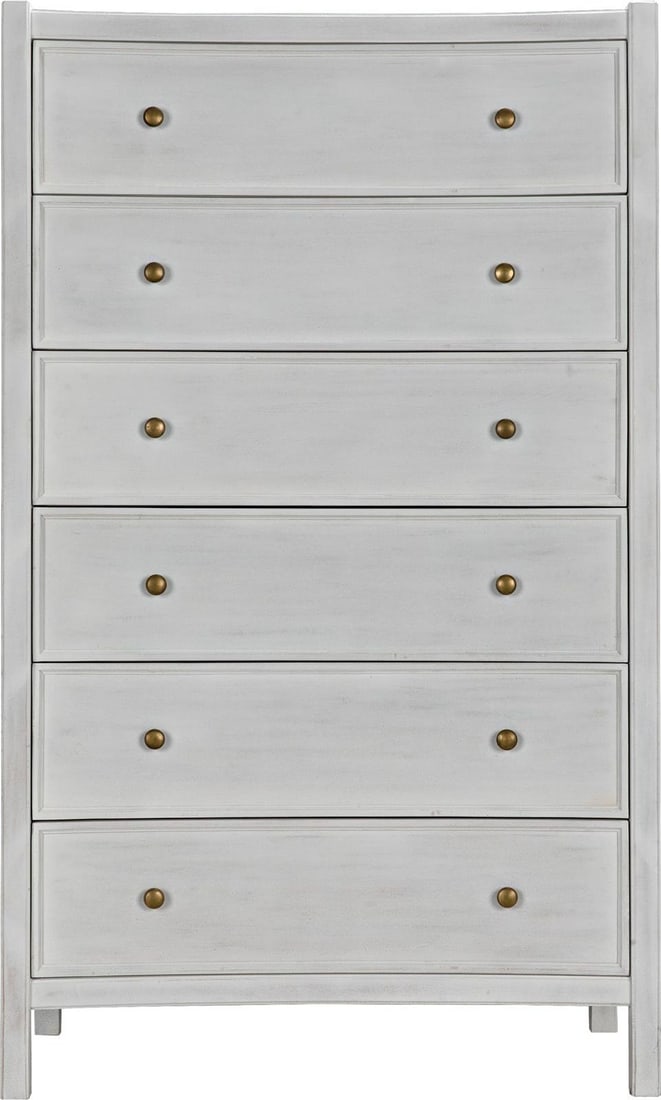 Noir Hampton Tall Boy White Wash Chest 60H 36W 22D Coastal Style (1 of 10)