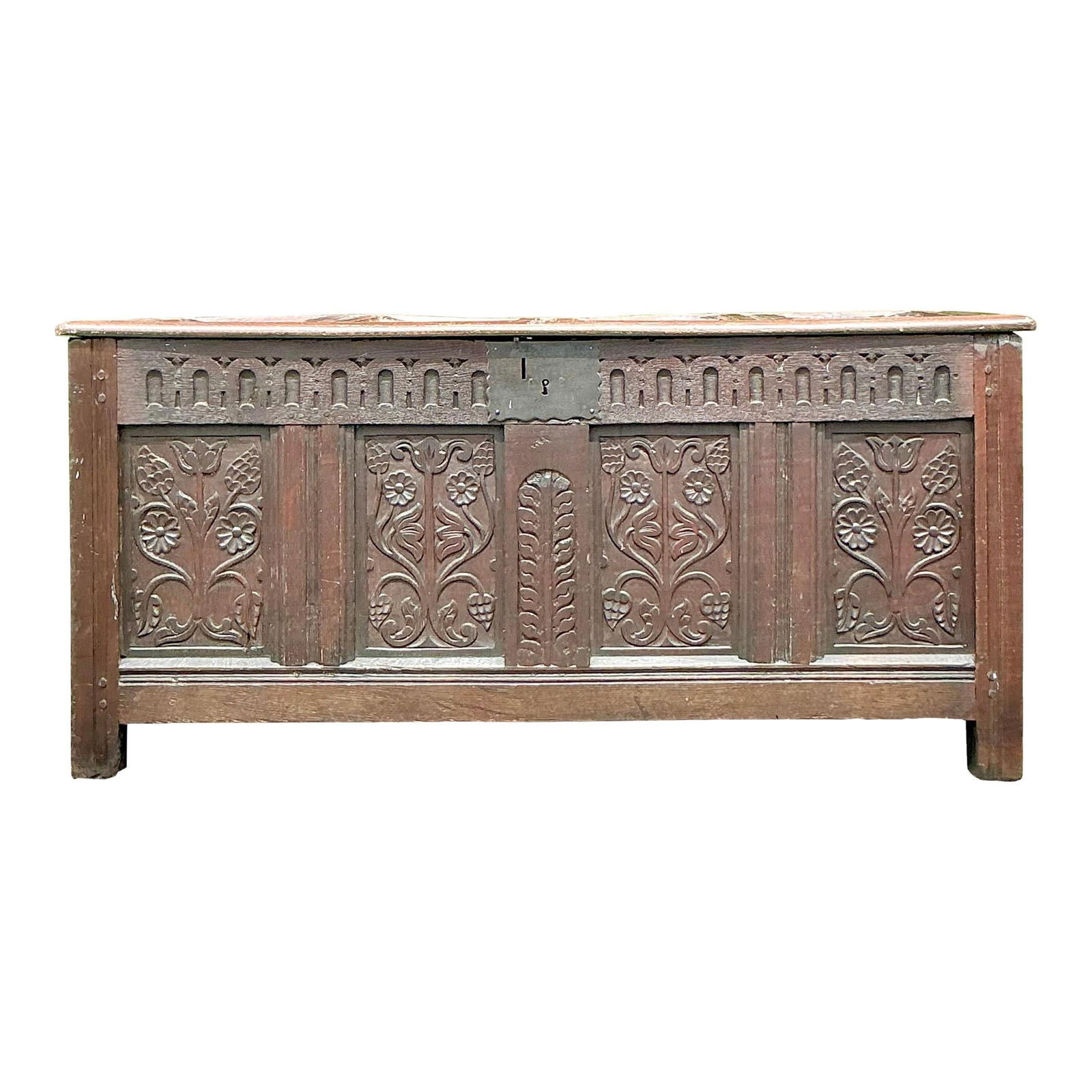 Vintage Boho 18th Century Carved Wooden Blanket Chest (1 of 10)