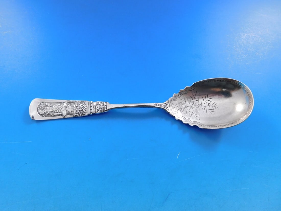 Gorham Fontainebleau Sterling Silver Sugar Spoon 6 1/8 Bright-Cut (1 of 4)