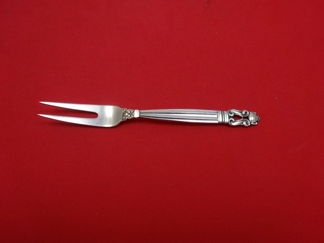 Georg Jensen Acorn Sterling Silver Strawberry Fork 2-Tine 4.625 Inch (1 of 1)