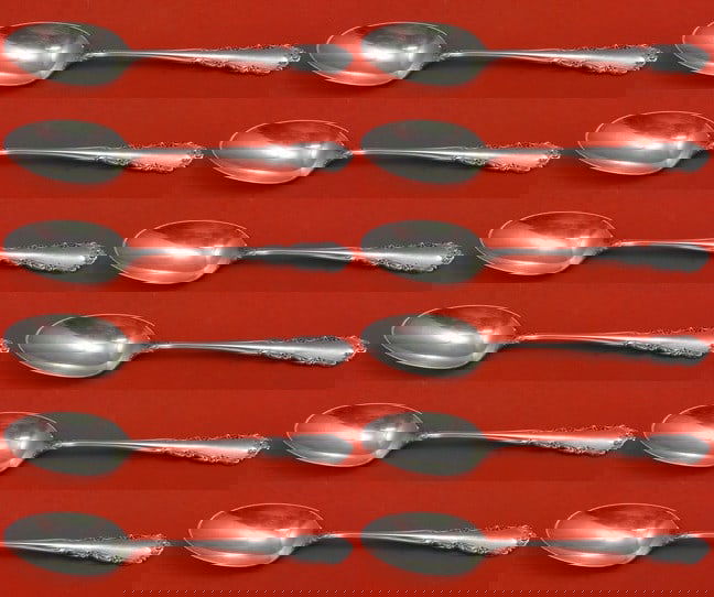 Wallace Shenandoah Sterling Silver Teaspoon Set of 12 6 Inch: Wallace Shenandoah Sterling Silver Teaspoon Set of 12 6 Inch Introducing the Shenandoah pattern by Wallace, this exquisite set includes 12 sterling silver teaspoons, each measuring 6 inches. Crafted w