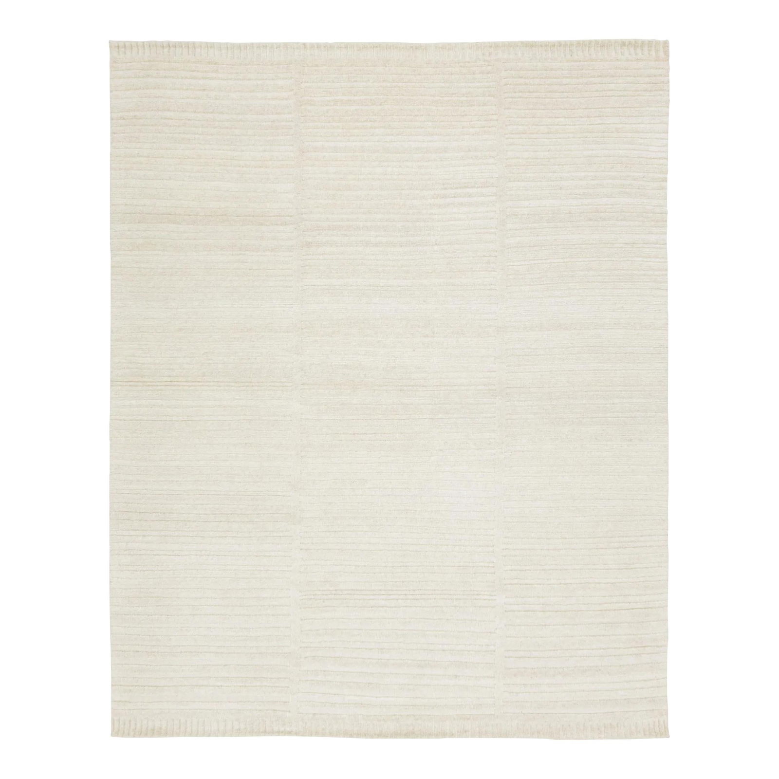 Hand-Knotted Contemporary Ivory Wool Rug 8' x 10': Hand-Knotted Contemporary Ivory Wool Rug 8' x 10' Elevate your living space with this exquisite Moroccan-style wool rug. Hand-knotted with care, it features a stunning modern design highlighted by a n