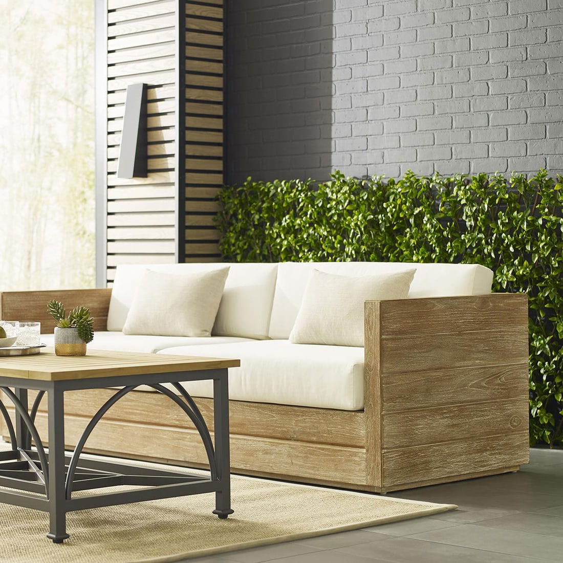 Woodbridge Jupiter Natural Teak Outdoor Cocktail Table 19H x 46W x 28D (1 of 3)