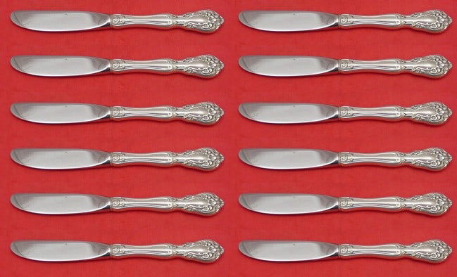 Alvin Chateau Rose Sterling Silver Butter Spreader Set 12pcs 6 1/4 inches: Alvin Chateau Rose Sterling Silver Butter Spreader Set 12pcs 6 1/4 inches Enhance your dining experience with the Chateau Rose butter spreader set by Alvin. This exquisite collection features 12 piece