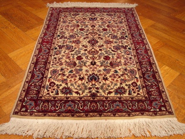 Hand-Knotted Tabriz Area Rug 2.8 x 4.3 Premium Wool Ivory: Hand-Knotted Tabriz Area Rug 2.8 x 4.3 Premium Wool Ivory Free continental US Shipping Enhance your living space with this exquisite 2.8 x 4.3 hand-knotted Tabriz pattern area rug. Crafted in the hist