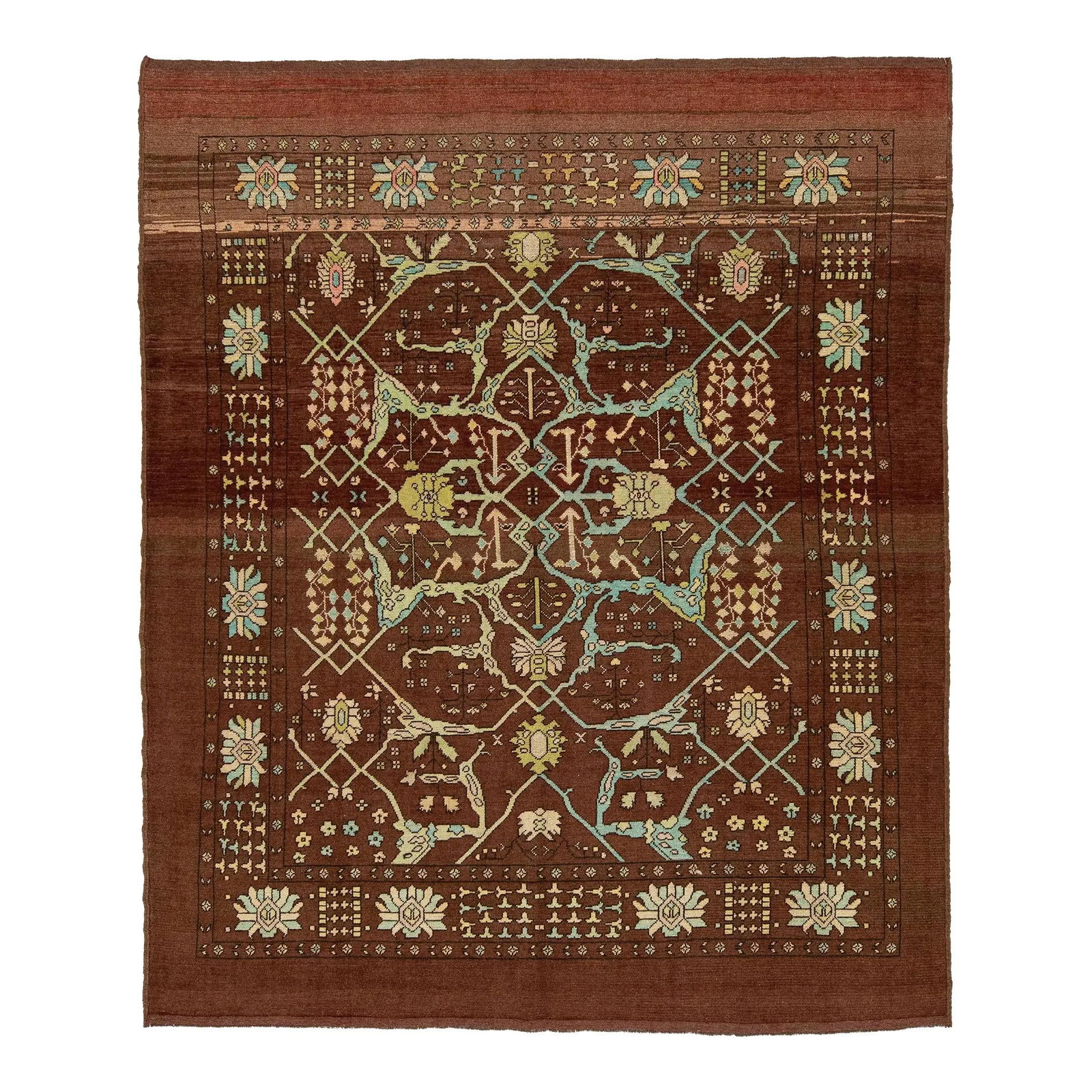 8 x 9 Hand-Knotted Floral Wool Rug Revival Collection: 8 x 9 Hand-Knotted Floral Wool Rug Revival Collection Enhance your living space with this exquisite 8' x 9' modern floral designed wool rug. Hand-knotted from high-quality wool, this rug features a ri