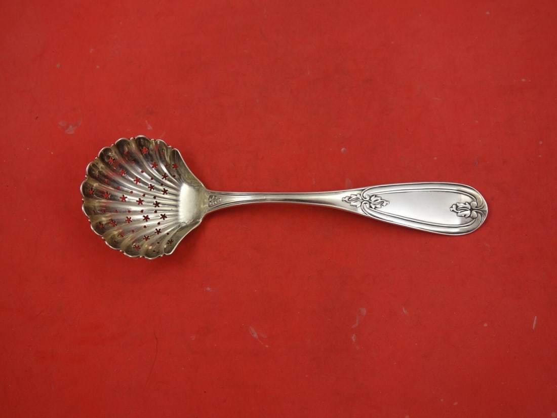 Sterling Silver Olive Pattern Sugar Sifter Ladle by Jones Ball & Poor 8 7/8": Sterling Silver Olive Pattern Sugar Sifter Ladle by Jones Ball & Poor 8 7/8" This exquisite sugar sifter ladle features a classic Olive pattern, crafted from fine sterling silver. Measuring 8 7/8 inch