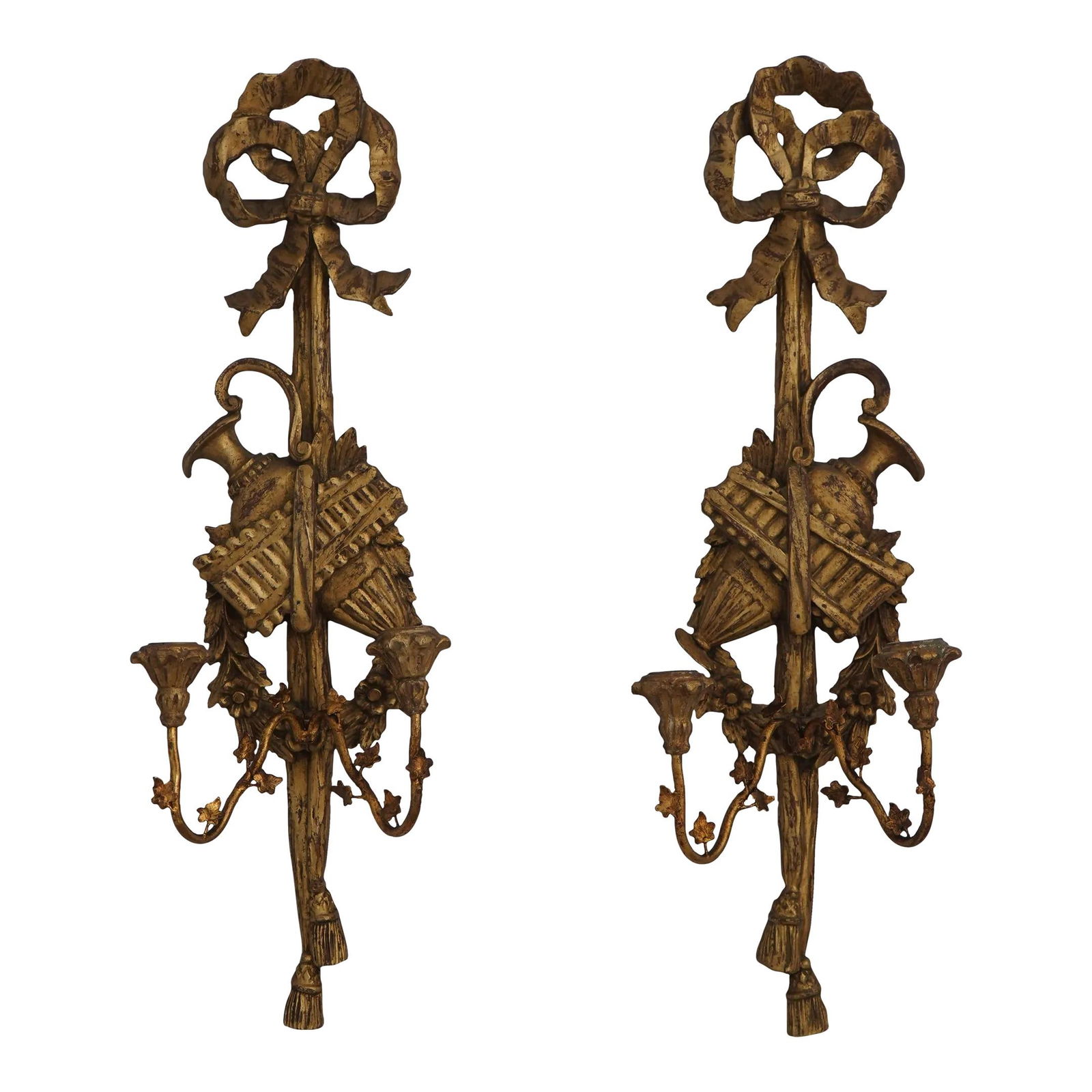 Exquisite Italian Gold Giltwood Regency Candelabra Wall Sconces Pair (1 of 10)