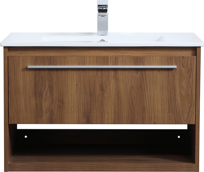 Elegant Lighting Transitional Walnut Floating Bathroom Vanity: Elegant Lighting Transitional Walnut Floating Bathroom Vanity Introducing the Elegant Walnut Floating Vanity, a perfect blend of style and practicality for your bathroom. This transitional-style vanit