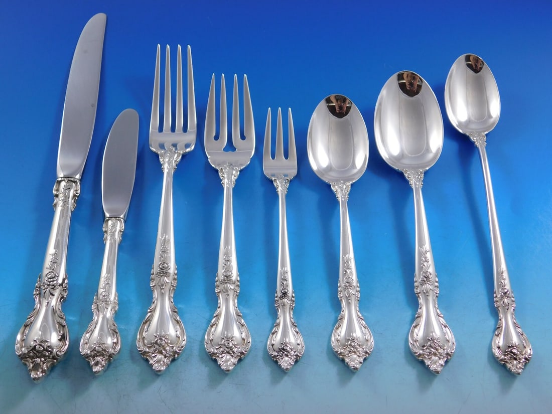 Lunt Delacourt Sterling Silver Flatware Set for 12 104 Pieces with Storage Chest (1 of 10)
